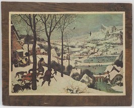 Vintage Bruegel Estampado Montado Sobre Madera Colgante de Pared Cazadores - £50.04 GBP