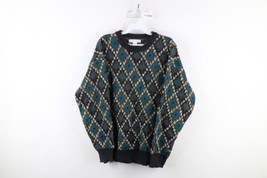 Vtg 90s Coogi Style Mens L Faded Ed Bassmaster Rainbow Diamond Knit Sweater USA - $64.30