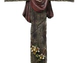 Faux Distressed Wood Scarlet Robe With Rose Of Sharon Standing Cross On ... - $29.99