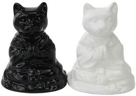 Ebros Buddha Cats Meditating Ceramic Magnetic Salt Pepper Shakers Set - $16.99