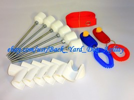 6 Weave Pole pegs with 24&quot; Spacer, 6 Jump Cups &amp; 2 Clickers, Dog Agility... - $25.99