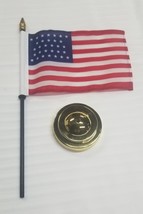 USA 31 Stars Original Official State Flag 4&quot;x6&quot; Desk Set with Gold Base  - $28.88