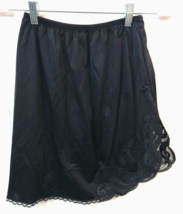 VTG Vanity Fair WM S Half Slip Black Lace Hem Slit in Side Elastic Waist USA - £14.91 GBP