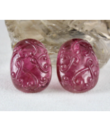 Natural Rubellite Tourmaline Oval Old Engraved 104.74 Ct Pair Gemstone E... - $214,790.12 MXN