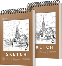 9&quot; X 12&quot; Premium Sketch Book Set, 2-Pack Spiral Bound Drawing Paper, 200 Sheets - £18.31 GBP