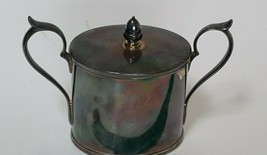 Vintage Sugar Bowl & Lid 1886 silver with monograms - $15.83