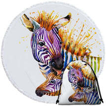 Colorful Colt and Momma Zebra Round Beach Towel - $14.90+