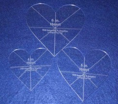 Heart Template 3 Piece Set. 4,5,6 Inches - Clear 1/8 Inch Thick w/ guide... - £18.11 GBP