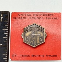 Vintage United Methodist Church School Lapel Pin 3 Months Award Gold plated - £11.05 GBP