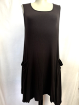 ALYA Womens Black Swing Tank Dress size M ribbed Knit back buttons - £15.72 GBP