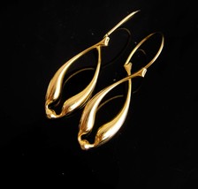 14KT Gold Earrings - unusual modernist style - vintage gold hoops - arti... - $210.00