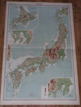 1922 Map Of Japan Japanese Empire / Tokyo Nagasaki Inset Maps - £22.26 GBP