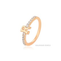 Diamond Studded Gold Ring | Personalized Initial Letters Ring | gold plated - £60.17 GBP