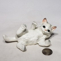 VTG Lefton White Persian Kitten Cat Porcelain Figurine Back Gray Paws Japan 1513 - £11.95 GBP