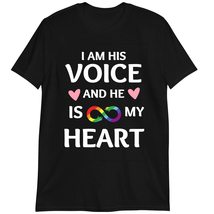 Autism Awareness T-Shirt, Gift for Mom, I Am His Voice He is My Heart Shirt Dark - £15.60 GBP+