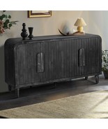59&#39;&#39; Farmhouse Curved Vintage Storage Sideboard Adjustable Antique Black - $7,627.24 MXN