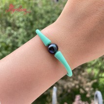 10mm Round Freshwater  Sport Casual Waterproof Silicone Bracelet Colorful Bracel - £11.38 GBP
