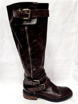 Enzo Angiolini EASAYLEM Brown Leather Boot High Knee Biker Riding Zip 6.... - $39.60