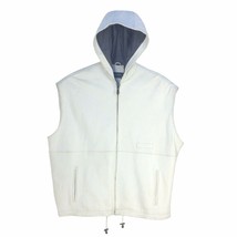 Pelle Pelle Men Sleeveless Hoodie Premium Cowhide Leather, White - £275.42 GBP