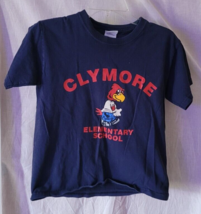 Youth Gildan Size S T-Shirt Clymore Elementary Bird Blue Red Casual School Va - £7.85 GBP