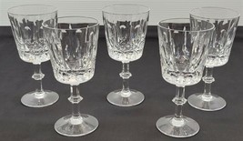 AP) Vintage Set of 5 Crystal Cut Glass Stem Wine Glasses 6.5&quot; Tall - £23.67 GBP