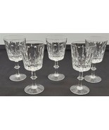 AP) Vintage Set of 5 Crystal Cut Glass Stem Wine Glasses 6.5&quot; Tall - £23.70 GBP