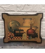 Vtg Lithos Americana MCM Solid Wood Kitchen shelf decor Still Life Kirby... - $58.69 CAD