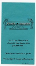 Plaza Bakery Menu E San Francisco Street Santa Fe New Mexico 1993 - £14.07 GBP