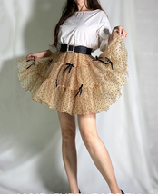 CHAMPAGNE Polka Dot Tulle Skirt Romantic Layered Dotted Tulle Skirt Plus Size image 8