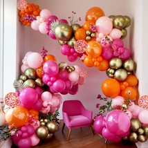 Pink Orange Balloon Arch Balloon Garland Kit Hot Pink Gold Confetti Globos Magen - $27.99