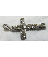 925 Sterling Silver &amp; Diamond Cross 64 Baguette Paved 1 3/8&quot; Pendant DJo... - £78.31 GBP