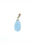 14K Gold Blue Jade Enhancer Pendant Ribbed Teardrop 1.25&quot; China Estate - $2,025.86 MXN