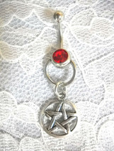 New Door Knocker Slave Style Red Cz Belly Ring W Pentacle Star Navel Belly Ring - £6.48 GBP