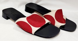 Kate Spade RED DOT Ivory Black Fabric Canvas Cloth Linen Slide Sandal 7.... - $39.00