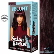 BBLUNT Salon Secret High Shine Creme Hair Colour, Wine Deep Burgundy 4.20,100 gm - £16.35 GBP