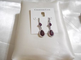 Charter Club 1-3/4" Silver-Tone Red Crystal Drop Earrings R926 $29 - £11.34 GBP