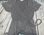 Womens V Neck Cross Front Blouse Shirt Stripes Medium Low Cut - $23.75