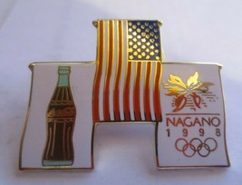 Coca-Cola  Nagano Olympics 1998 with Flags  Lapel Pin - £17.62 GBP