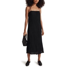 Madewell Womens The Goldie Dress in Plissé Column Midi True Black 00 - £37.78 GBP