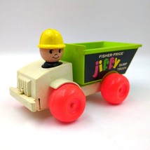 Vintage 1970s Fisher Price Little People Green Jiffy Dump Truck #156 8&quot; ... - $9.89