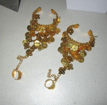 Bollywood Belly Dance Gypsy Jewelry Set of 2 Coin Cuff Slave Bracelet Go... - $9.89