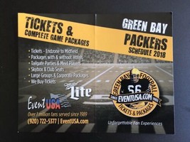 2018 Green Bay Packers Miller Lite NFL Football Pocket Schedule Unfolded - £2.06 GBP