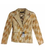 BABY PHAT WOMEN&#39;S PATCH WORK LEATHER BLAZER JACKET, 516BP BONE - £318.94 GBP