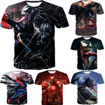 Marvel Venom Spider-Man T-Shirt 3D Print Short Sleeve Men Women Summer C... - $228.28 MXN