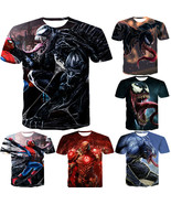 Marvel Venom Spider-Man T-Shirt 3D Print Short Sleeve Men Women Summer C... - $228.28 MXN