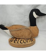 Vintage Wooden Welcome Home Goose Hanging Wall Decor 11&quot; X 9&quot; - $27.14 CAD