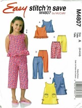 McCalls Sewing Pattern 4807 Top Pants Shorts Dress Girls Size 3-6 - £6.31 GBP