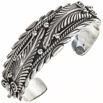 Sterling Silver Feathers Cuff Bracelet by Native Navajo Tom Ahasteen s6.25-7 - £279.84 GBP