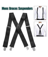 Mens Rider Braces X Shape Heavy Duty 50mm Wide Strong Clips Elastic Susp... - $17.82 CAD