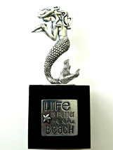 Mermaid Pewter Figurine on Wood Stand Nautical Lead Free Made in Canada New - $27.67
